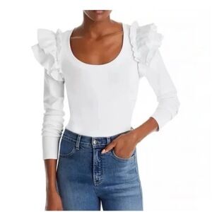 Veronica Beard Gray Avedon Ruffle Top Blouse Long Sleeve